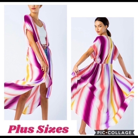 Blu Trends Tops - Curvy Divas: Beautiful Rainbow Colors Kimono